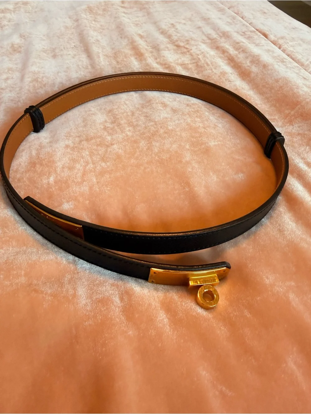 Hermes Kelly belt Black Leather Women’s Belt with Gold hardware